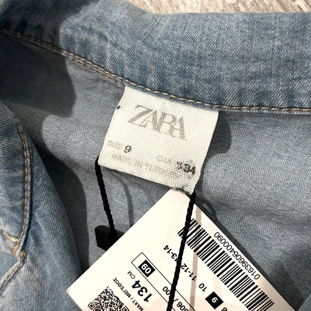 Zara Crop Flowy Denim Shirt
